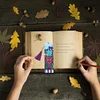 DIY Cute Cat Special Shaped Diamond Painting Leather Bookmark with Tassel