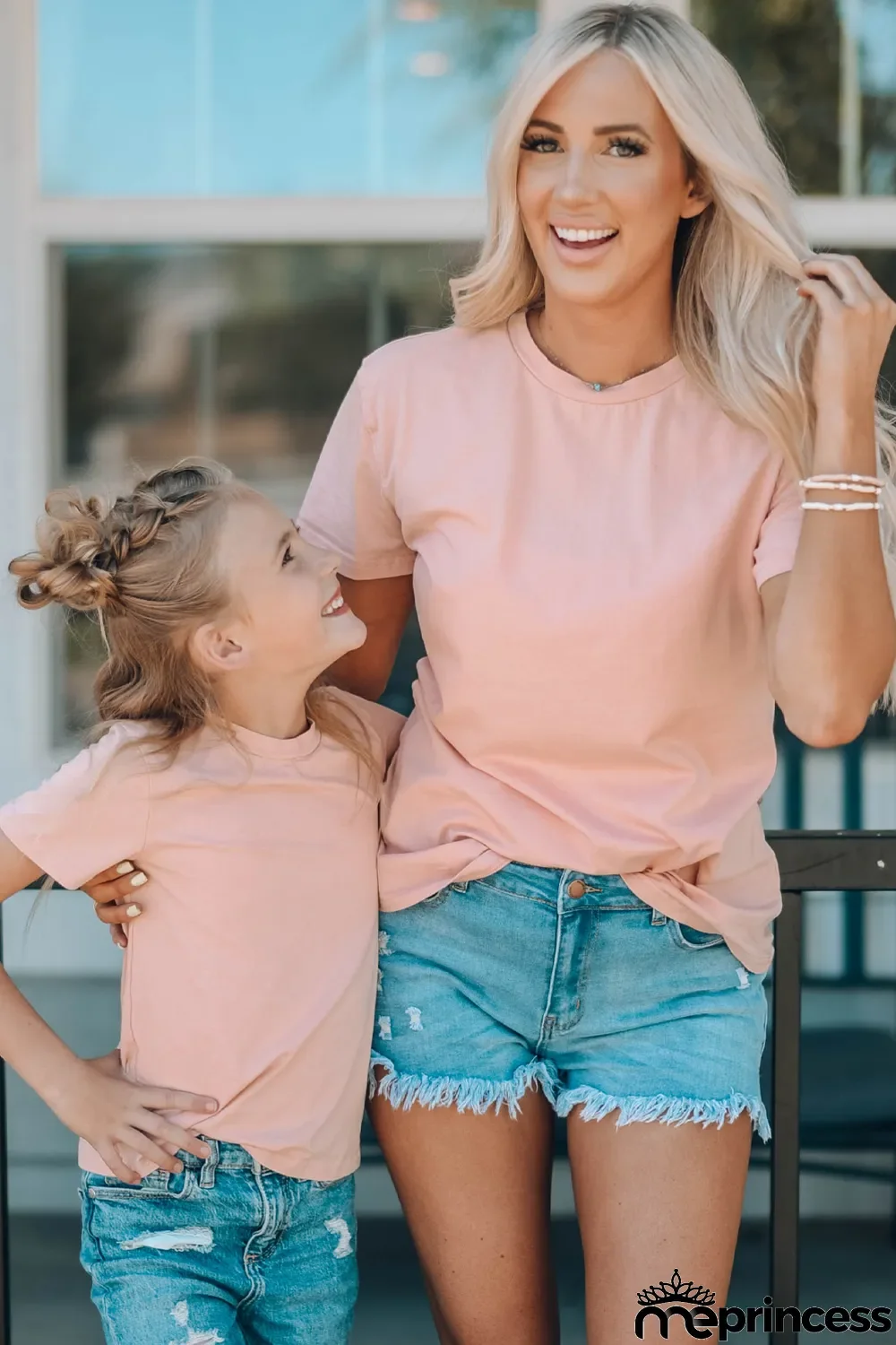 Pink Plain Crew Neck Short Sleeve Tee