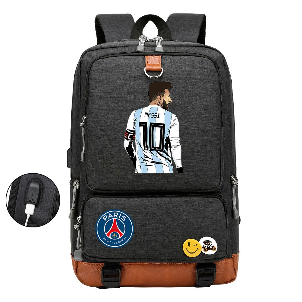 Buzzdaisy Score Big with Lionel Messi: Multi-Pocket Backpack with USB Charging and 15-Inch Laptop Capacity