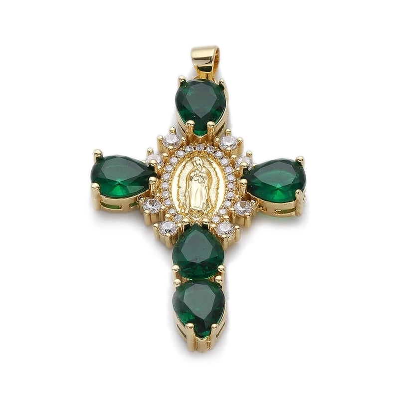 1 Piece Copper Zircon Cross Pendant