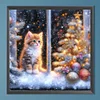 Diamond Painting -DIY Round Drill Partial AB Xmas Cat(45x45 CM)