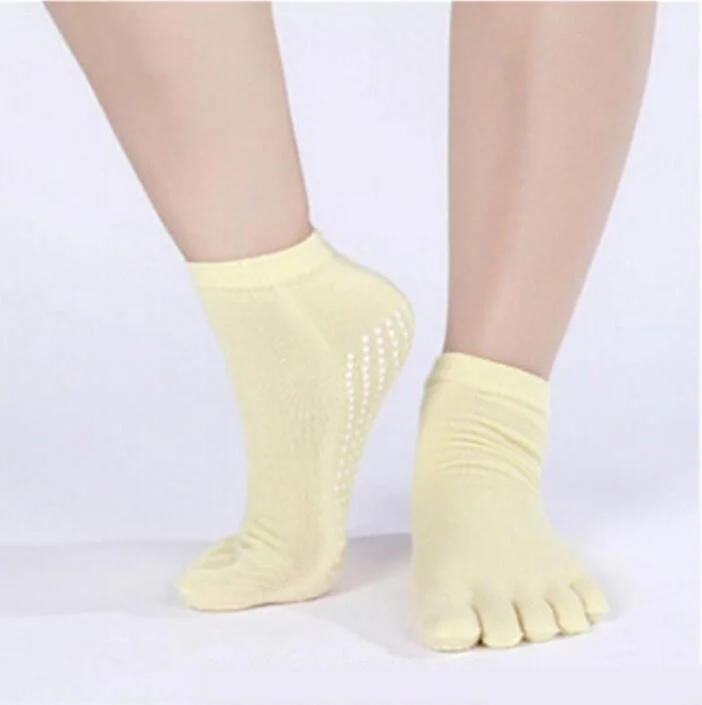 CUHAKCI Cotton Socks Five Fingers Multicolor Socks Yuga Skid Resistance Dots Pattern Printing Femme Dance Women's Toe Socks Girl