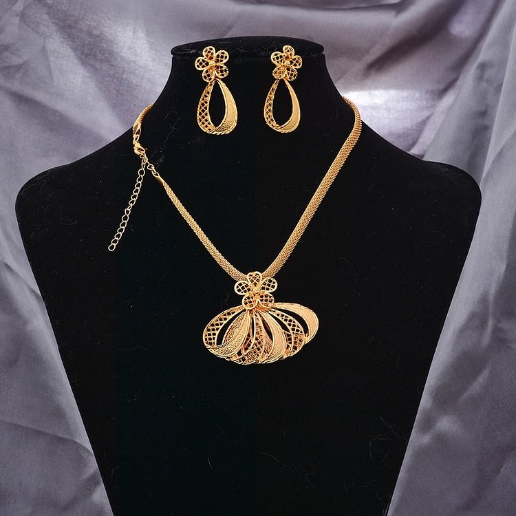 Gold Golor Jewelry Set For Women  Dubai Earrings Necklace  Set Gifts