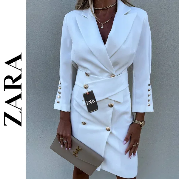 ZARA - Kvalitné, dvojradové sako vypasovaného strihu