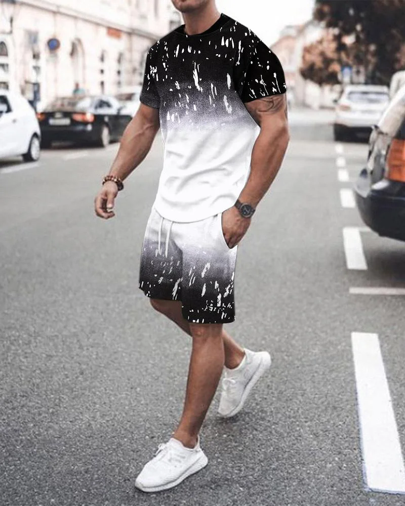 Men's gradient leisure sports suit