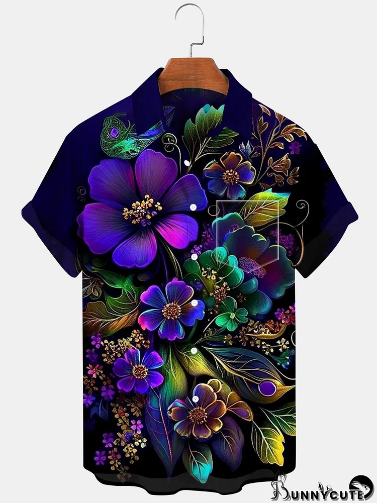 Flower Men's Shirts With Pocket