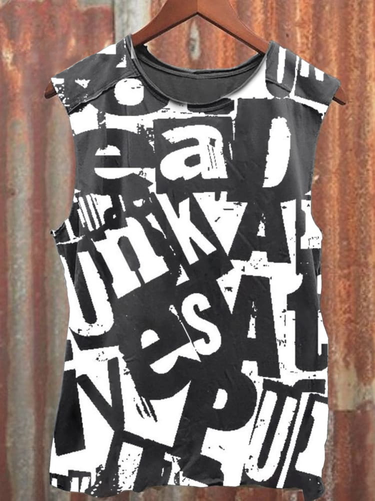 Retro_Rock_Music Printed Casual Vest / TECHWEAR CLUB / Techwear