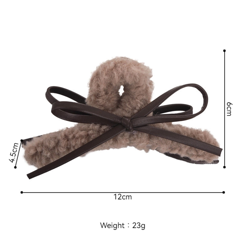 Cute Romantic Sweet Women’s Bow Knot Plush Hair Claws
