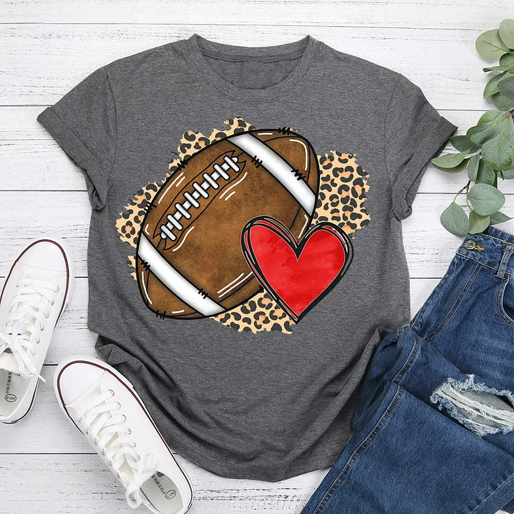 Leopard Love football T-Shirt Tee -08216-Annaletters
