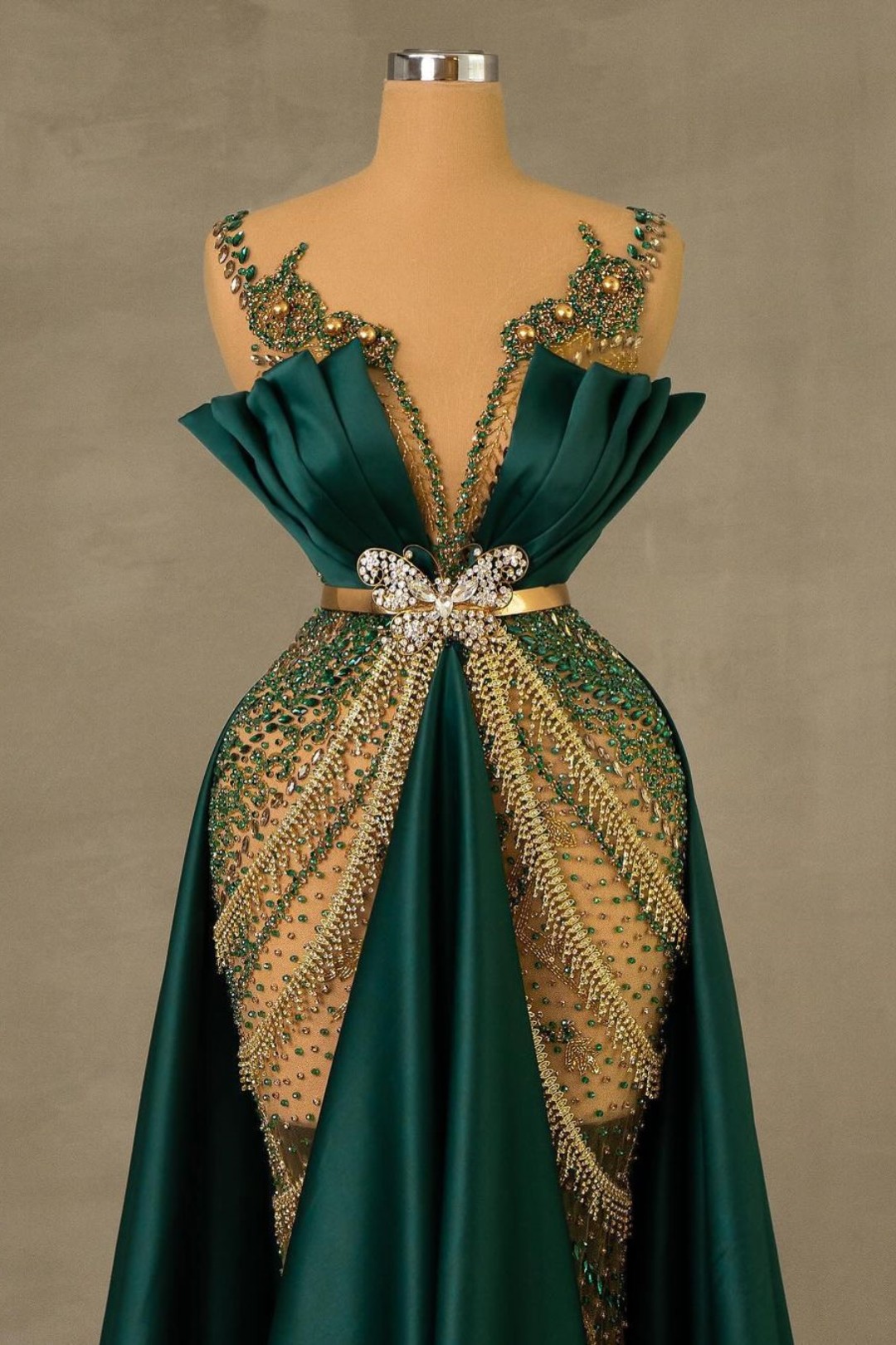 Vintage Emerald Green Mermaid Prom Dresses with Sleeves FD1630