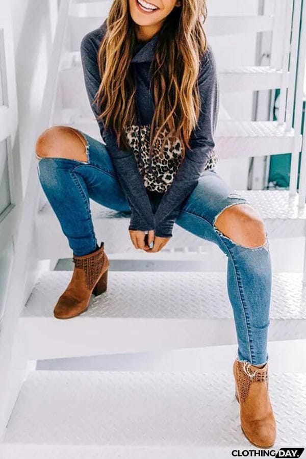 Long Sleeve Color Block Hooded Sweatshirt