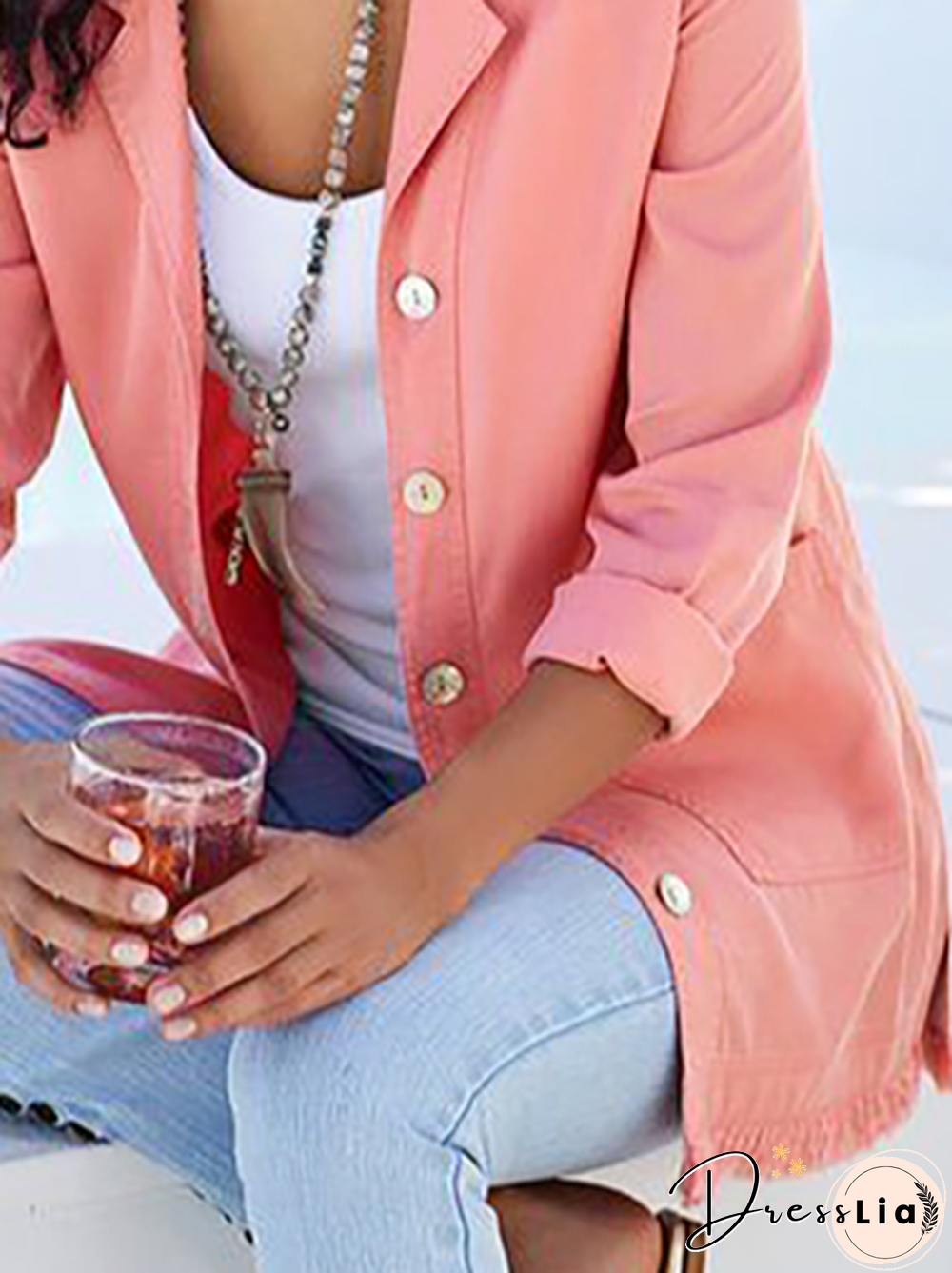 Casual Plain Autumn Polyester Daily Loose Regular Regular Regular Size Blazer for Women