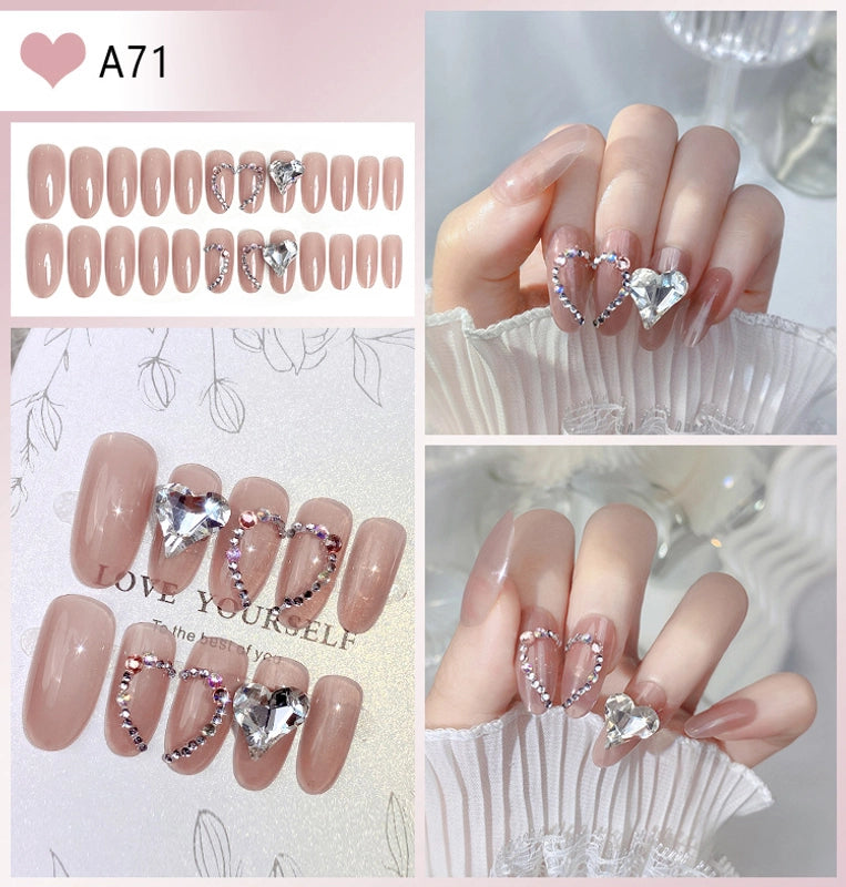 Cute Sweet Color Block Flower ABS Press-on Nails 1 Set