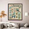 January Animal House Partial 14CT 2 Strands French DMC DIY Counted Cross Stitch Kits for Beginners Adults Home Decor Cross Stitch Patterns Arts Craft Kits 19x22cm