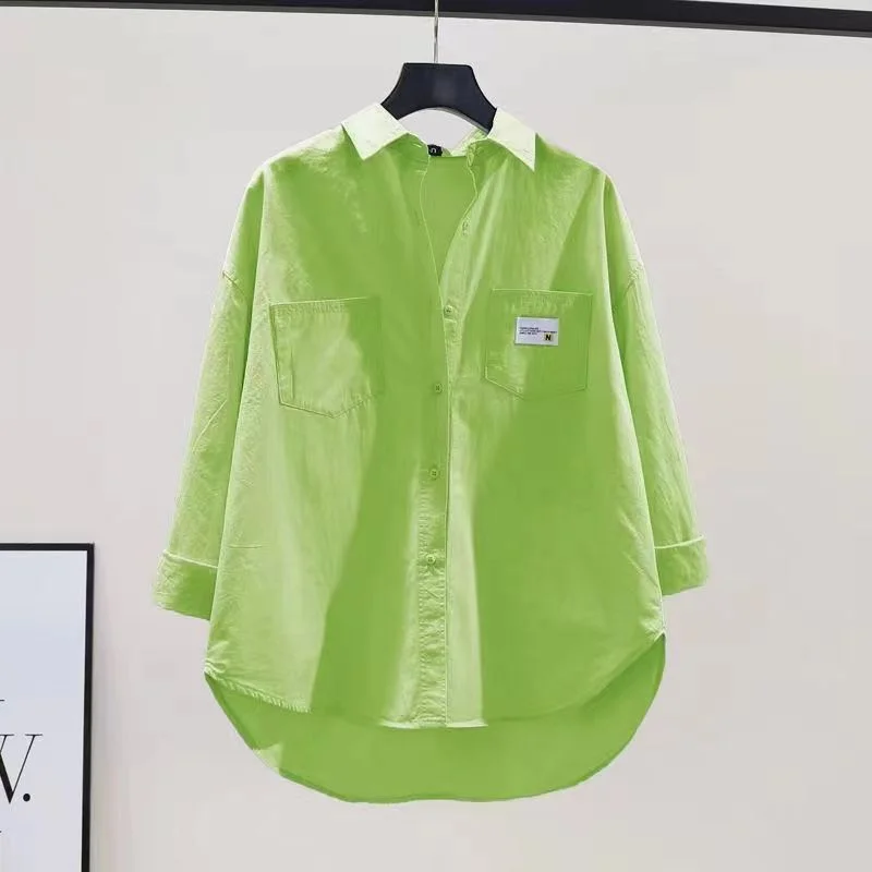 Athvotar Athvotar Long-Sleeved Shirt 2025 Spring And Autumn Thin Casual Korean Version Of The Open Shirt Simple Loose Fashion Thin Coat Woman