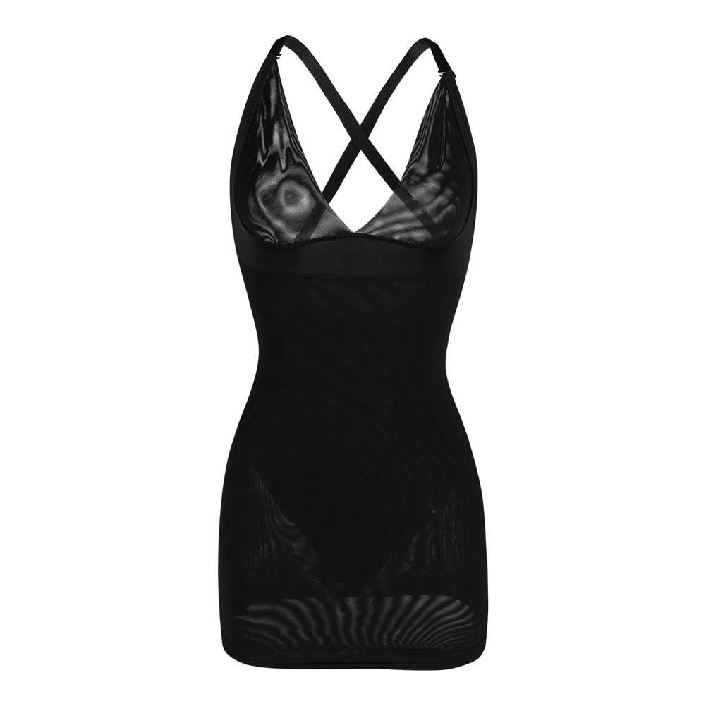black v neck slip