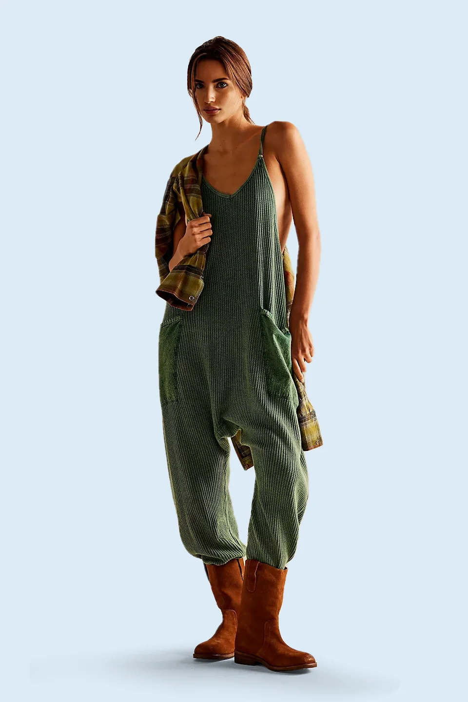Waffle Jumpsuit With Pockets(Buy 2 Free Shipping)