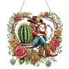 Diamond Painting Acrylic Western Cowboy DIY Diamond Painting Hanging Pendant for Adults