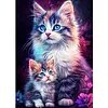 Chat-Peinture diamant ronde compl&egrave;te-40*50CM