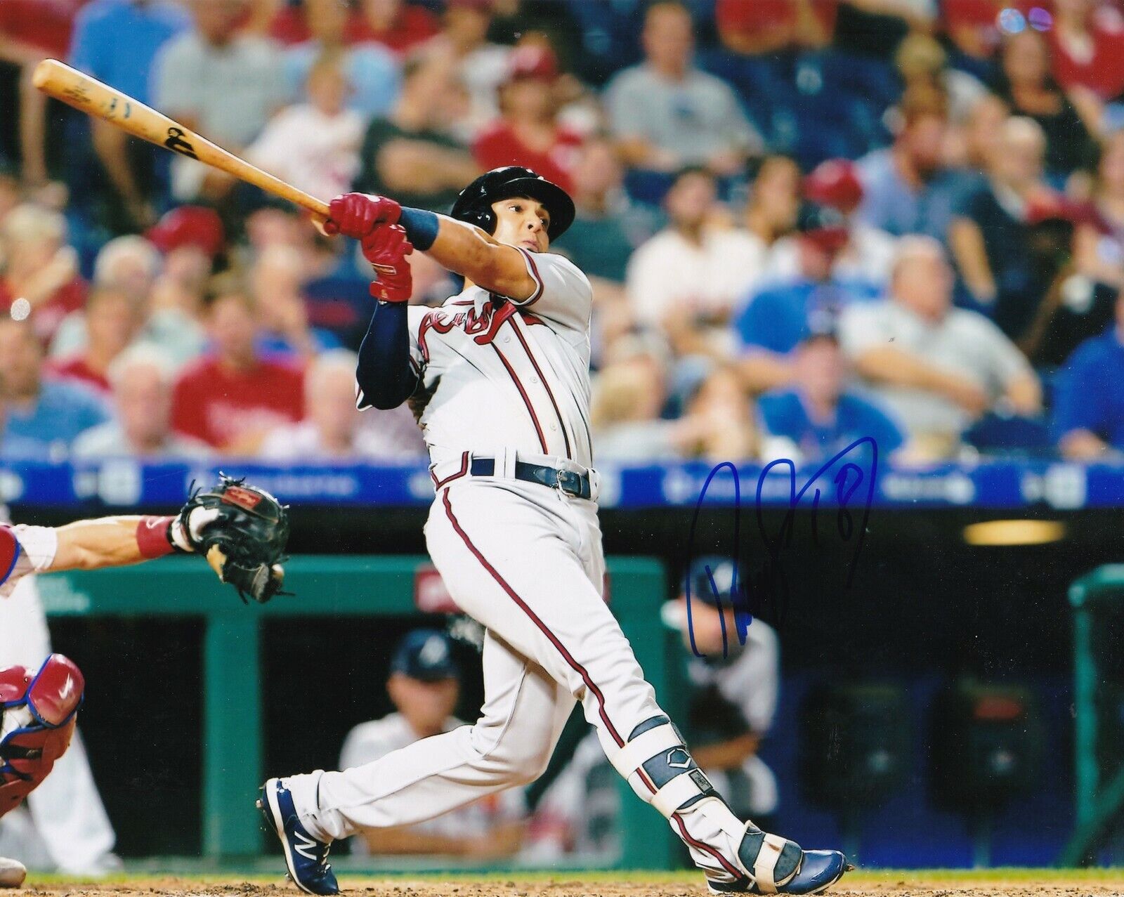 RAFAEL ORTEGA ATLANTA BRAVES ACTION SIGNED 8x10