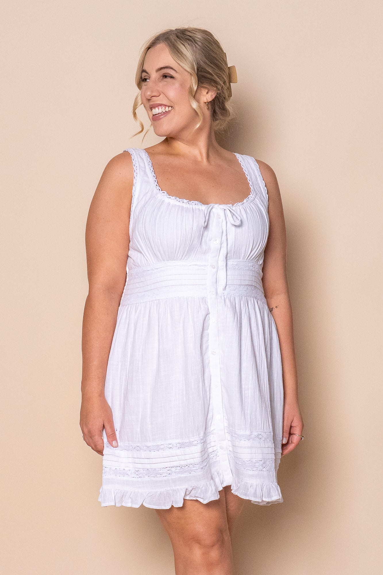 Dusty Mini Dress in White - All About Eve