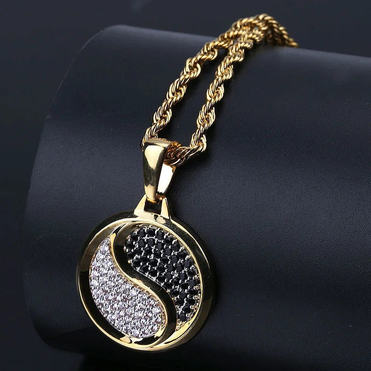 Yin Yang Tai Chi Pendant Necklace Zircon Jewelry