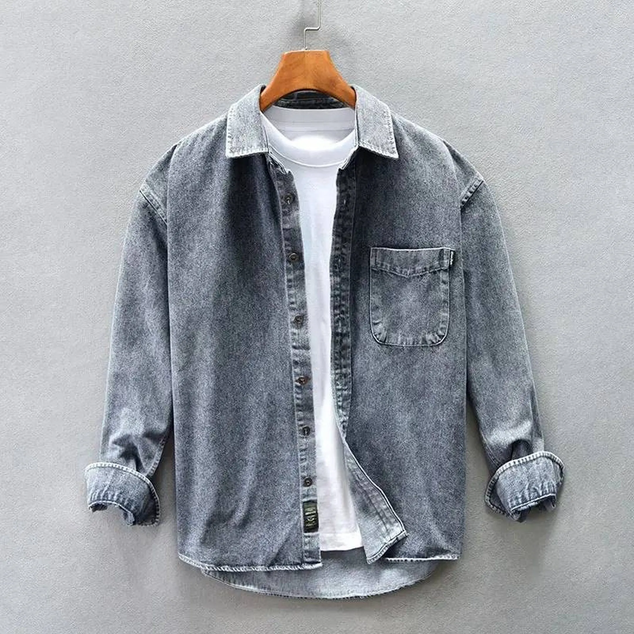Men's Stone-Washed Denim Shirt &ndash; Relaxed Casual Layering