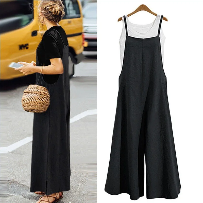 2020 New HOT Fashion Womens Ladies Tank Strappy Loose Baggy Dungarees Overalls Oversized Jumpsuit Plus Size S-5XL