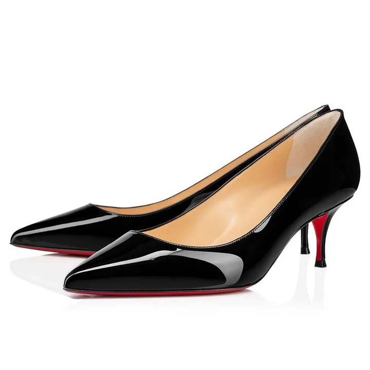 Classic Fashion Black Pointed Toe Everyday Wear Party Wedding Red Bottoms Heel Pumps VOCOSI VOCOSI