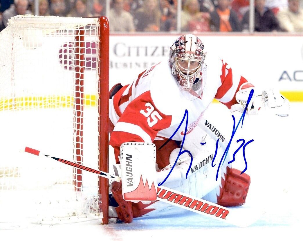 Signed 8x10 JIMMY HOWARD Detroit Red Wings Photo Poster painting - COA