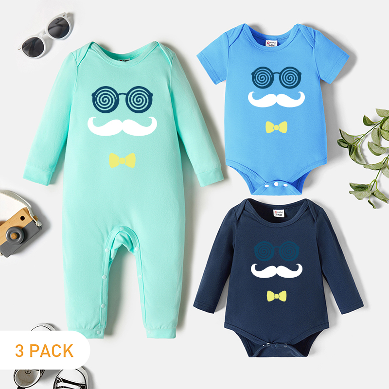 3-Pack Baby Graphic Romper and Jumpsuit Set