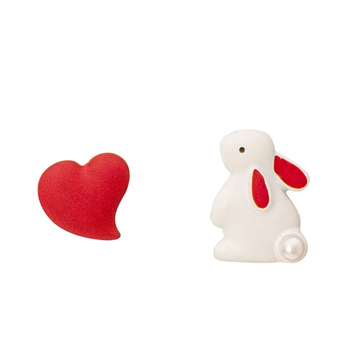 Love Bunny 925 Sterling Silver Stud Earrings Ear Clips - Modakawa Modakawa