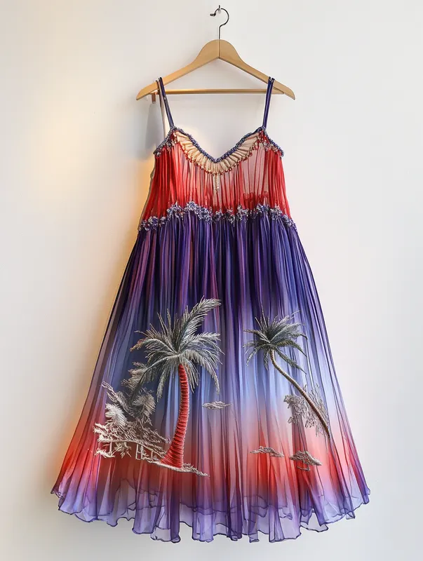 Summer Fashion Embroidered Gradient Top  1f16