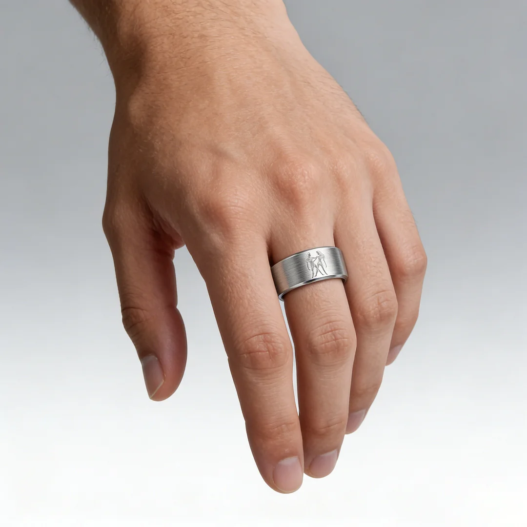 Sliver Gemini Tungsten Carbide Rings Beveled Edges Sliver Laser Etched Couple Wedding Bands 4MM 6MM 8MM