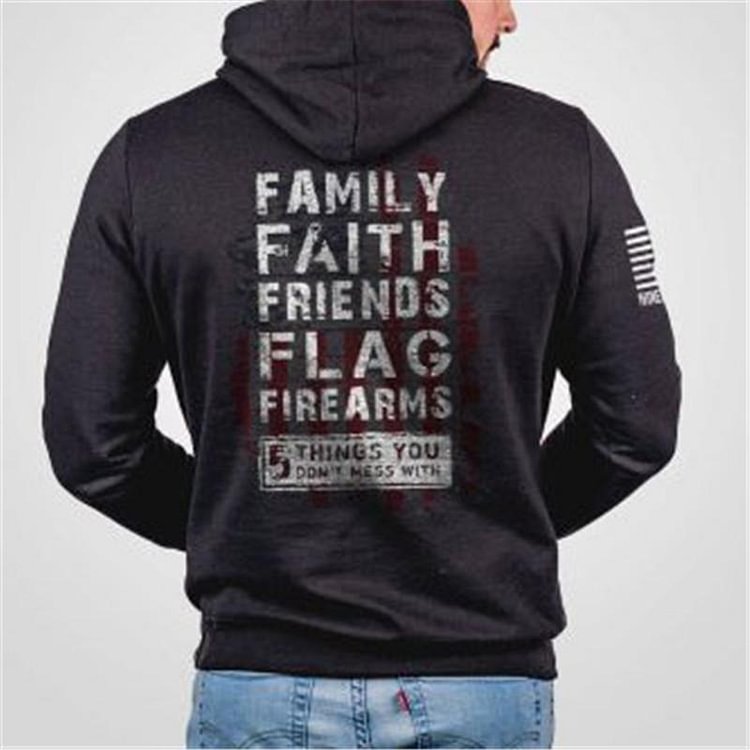 Alphabet print casual hooded sweatshirt