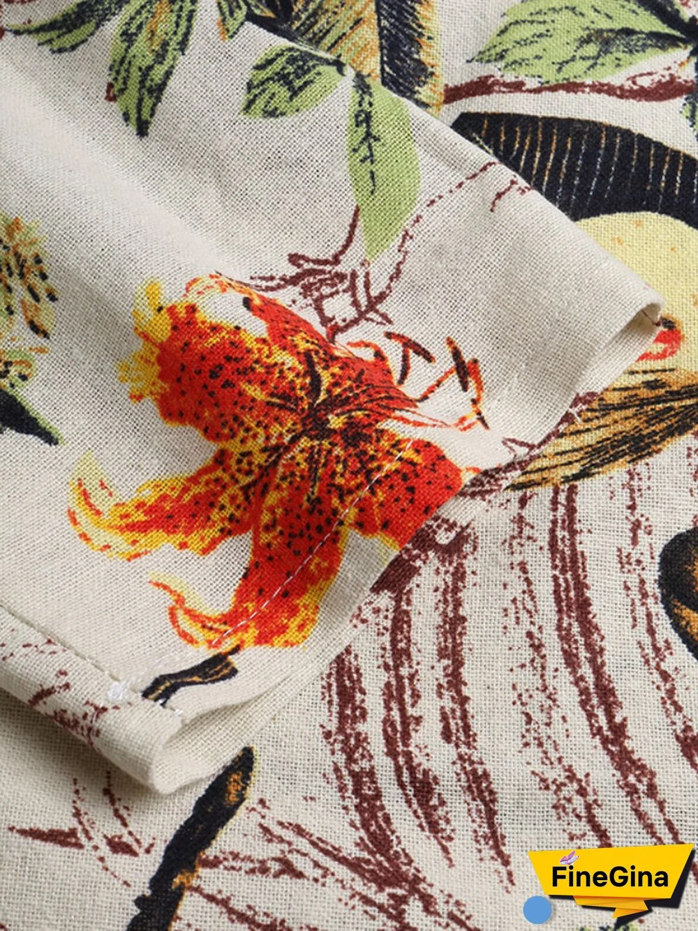 Casual Floral Pattern Elastic Waist Cotton Two-piece Set Suit