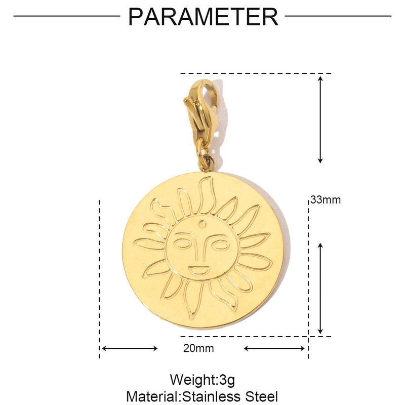 3 PCS/Package Titanium Steel Rhinestones Sun Moon Pendant Jewelry Accessories
