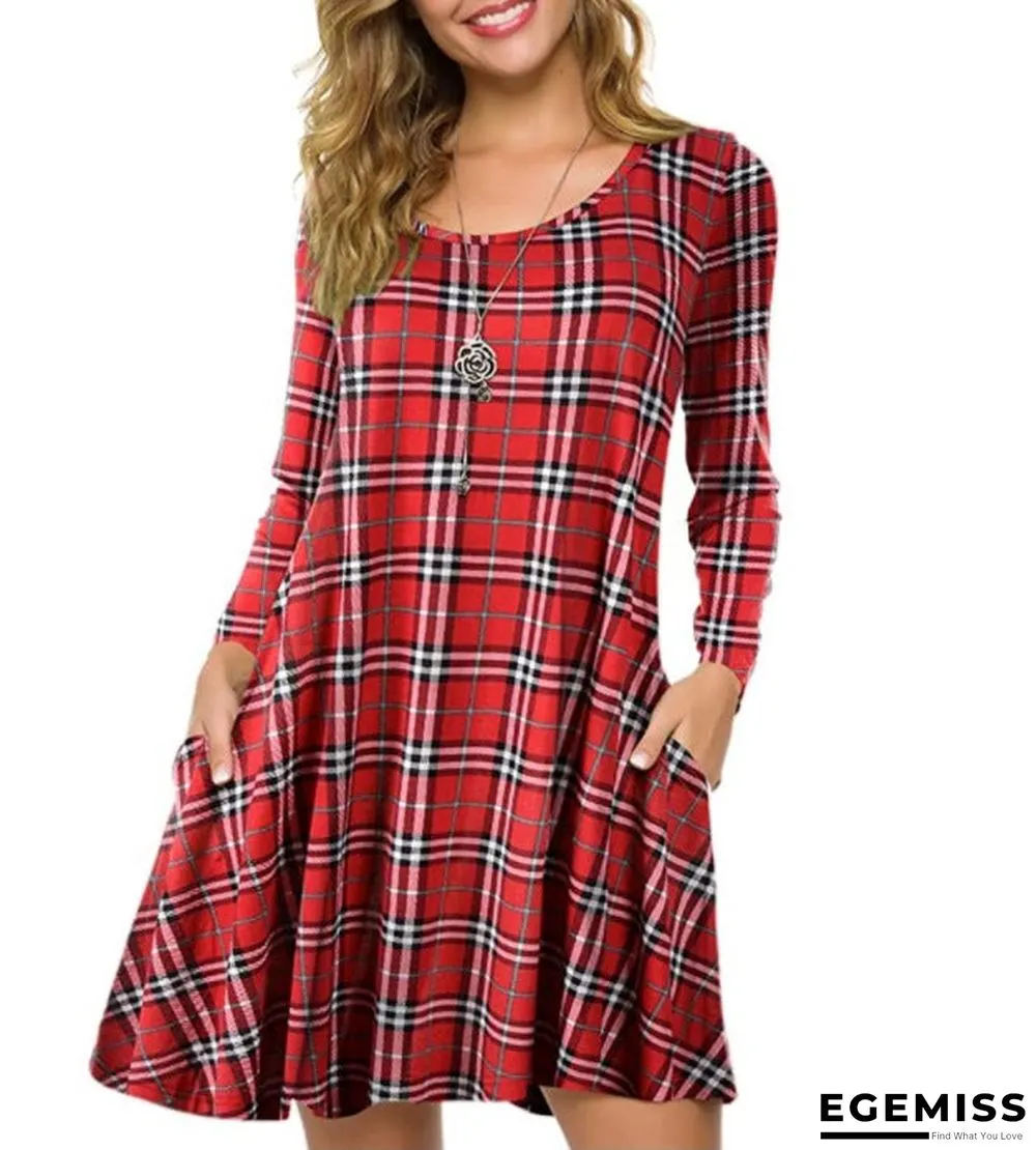 Loose Plaid Striped Women's Dress Black Dresses | EGEMISS