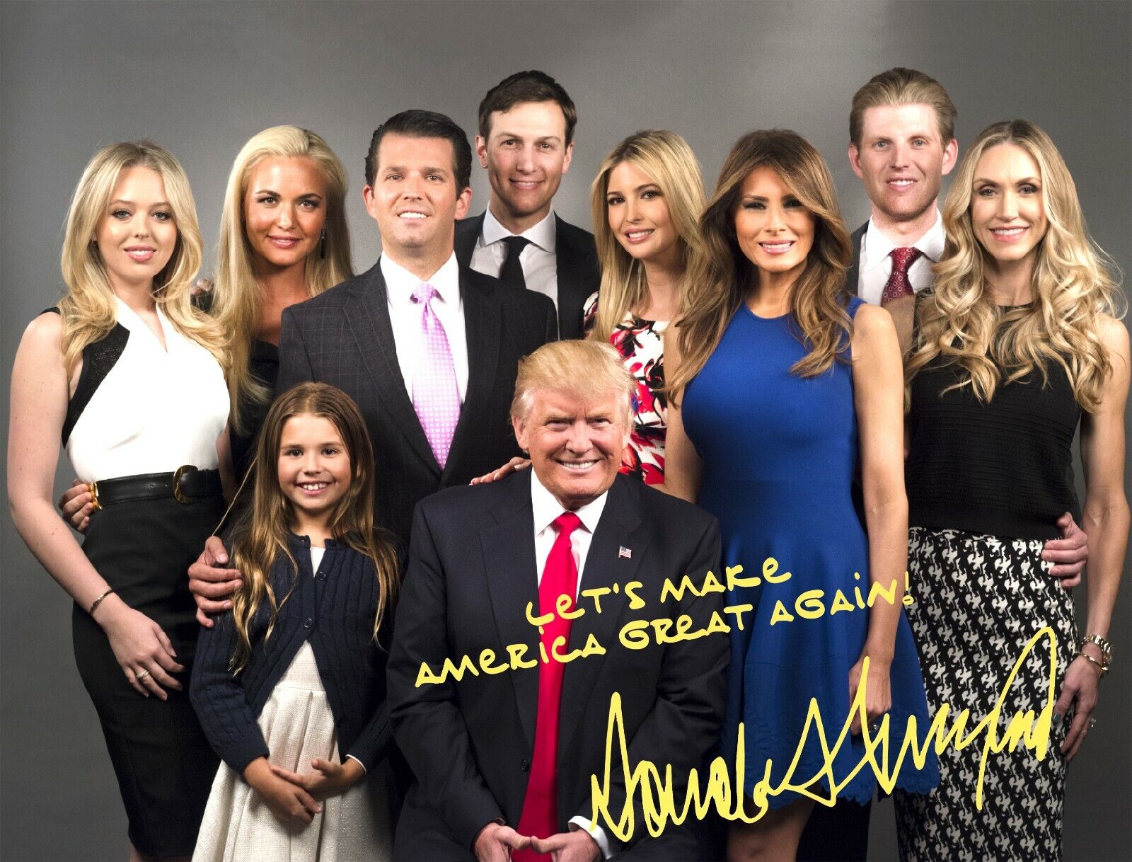 PRESIDENT DONALD MELANIA TRUMP FAMILY MAGA PORTRAIT SIGNED 8.5X11 Photo Poster painting REPRINT