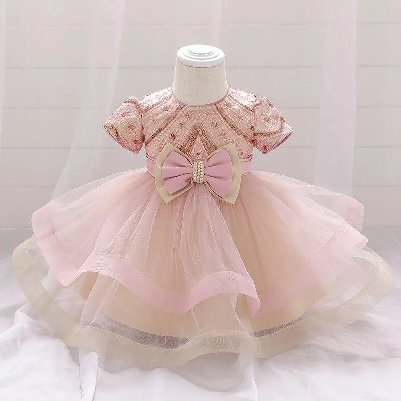 2021 Ceremony Infant 1st Birthday Dress For Baby Girl Clothes Sequin Dress Princess Dresses Party Baptism Clothing 0 1 2 Year
