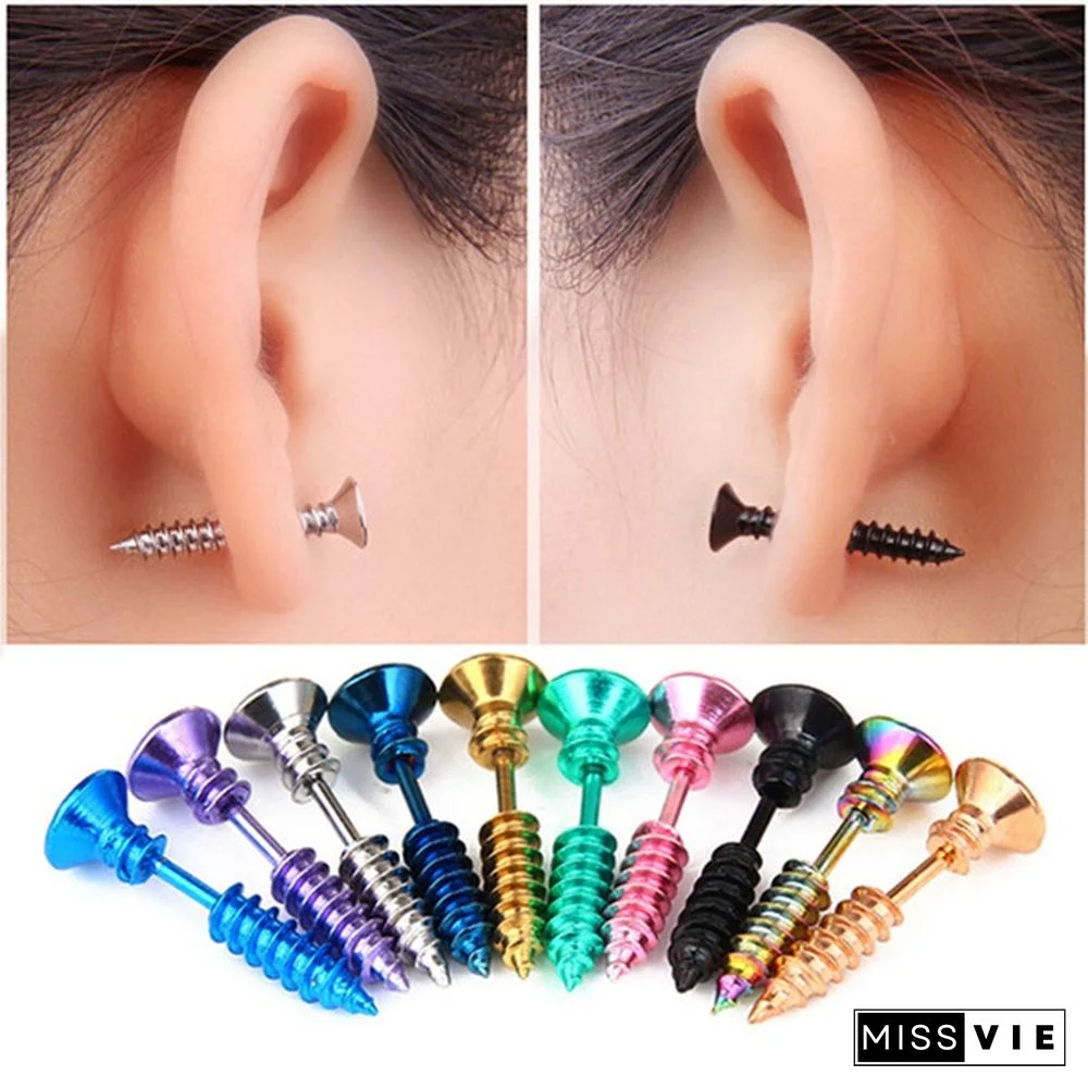 Hypoallergenic Earrings Screw Ear Studs Multi Color Halloween Pierced Gothic