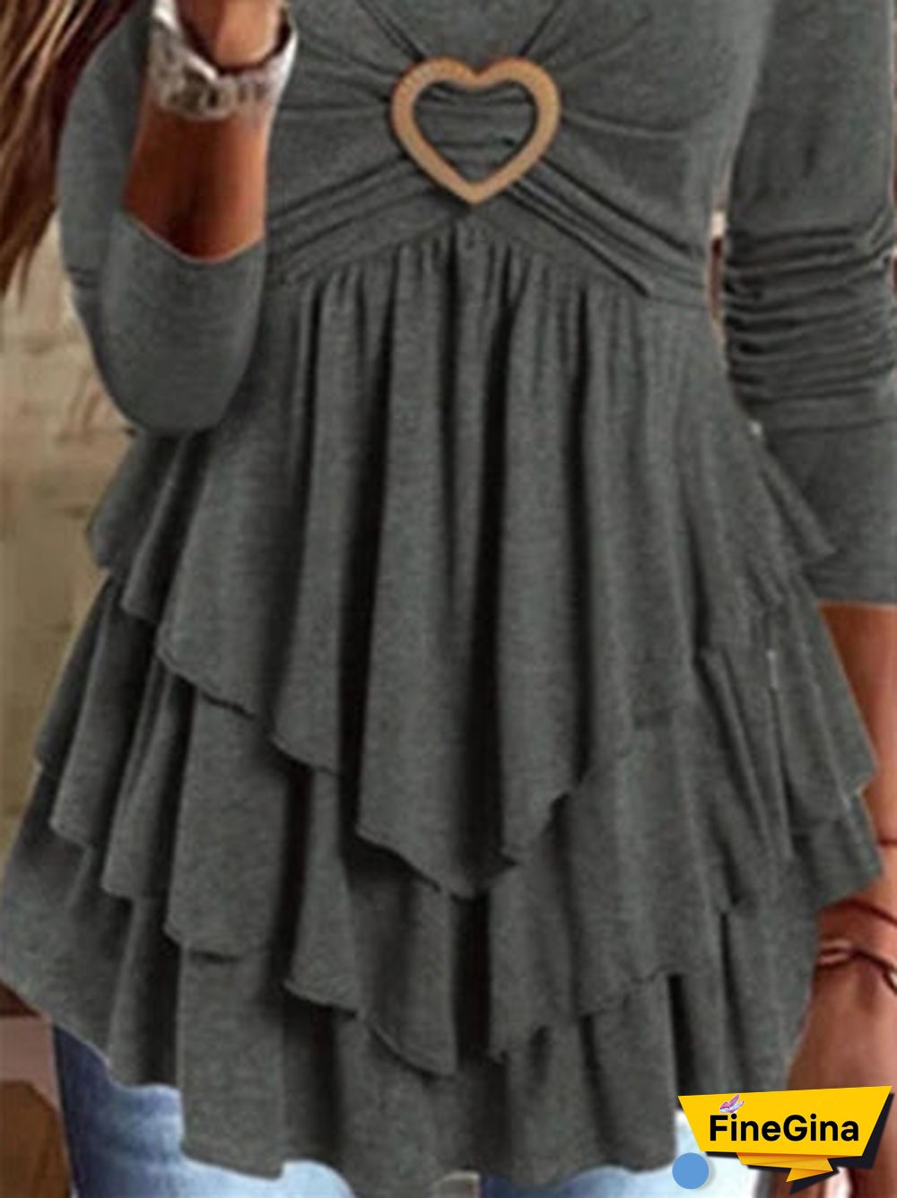 Plain Regular Fit Crew Neck Casual Top