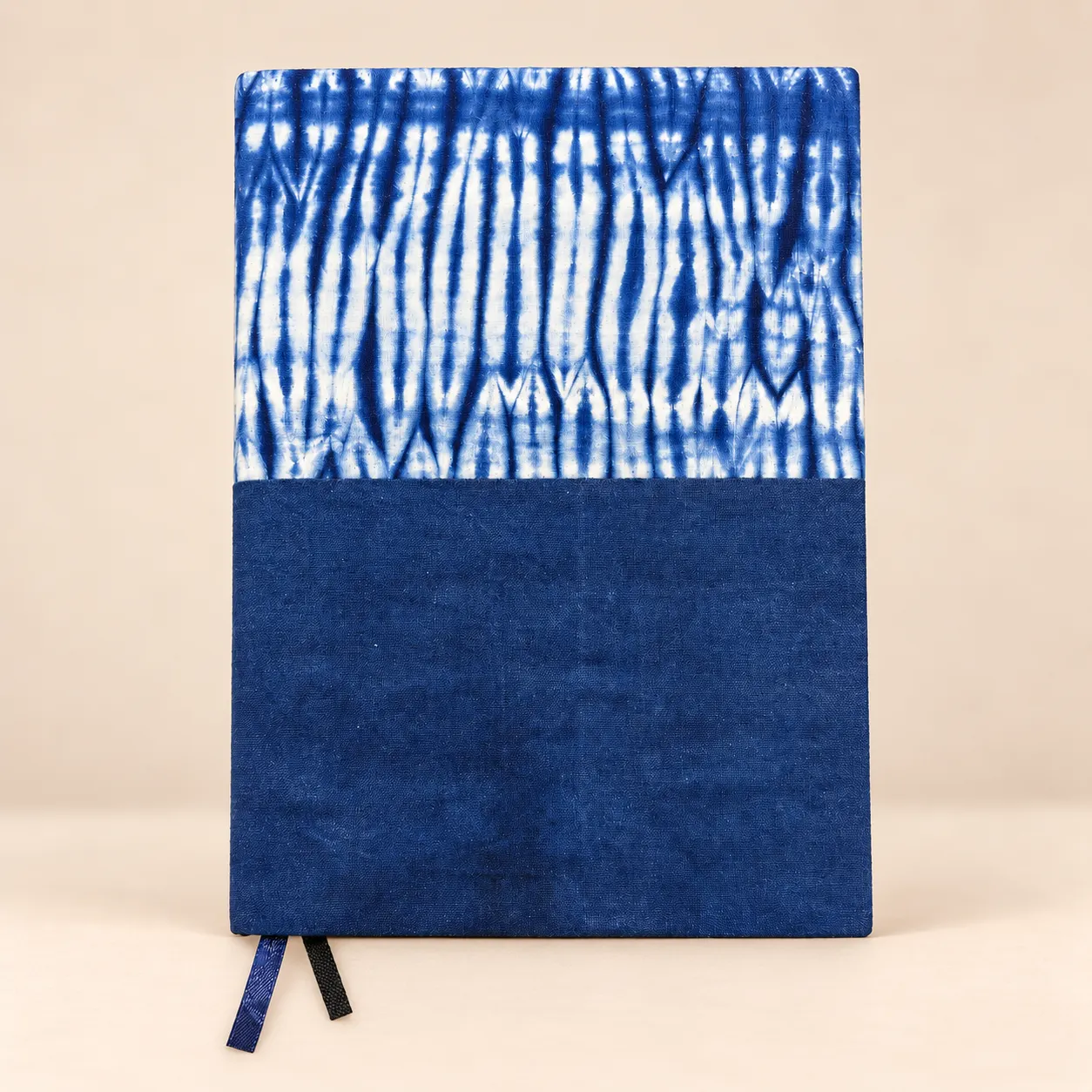 Indigo Tides A5 notebook with a blue-and-white and indigo cover