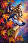 Luxury AB Velvet Diamond Painting Kit - Maple Leaves and Wolves