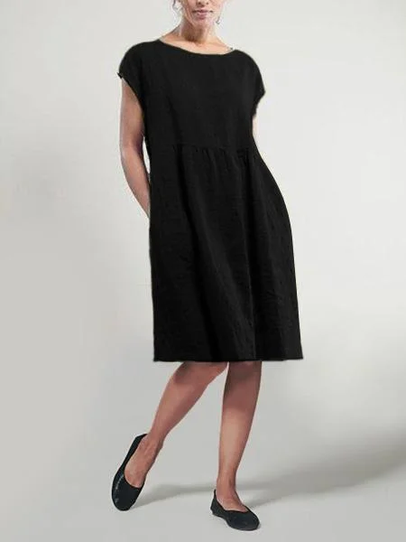 Casual Shift Solid Sleeveless Dress