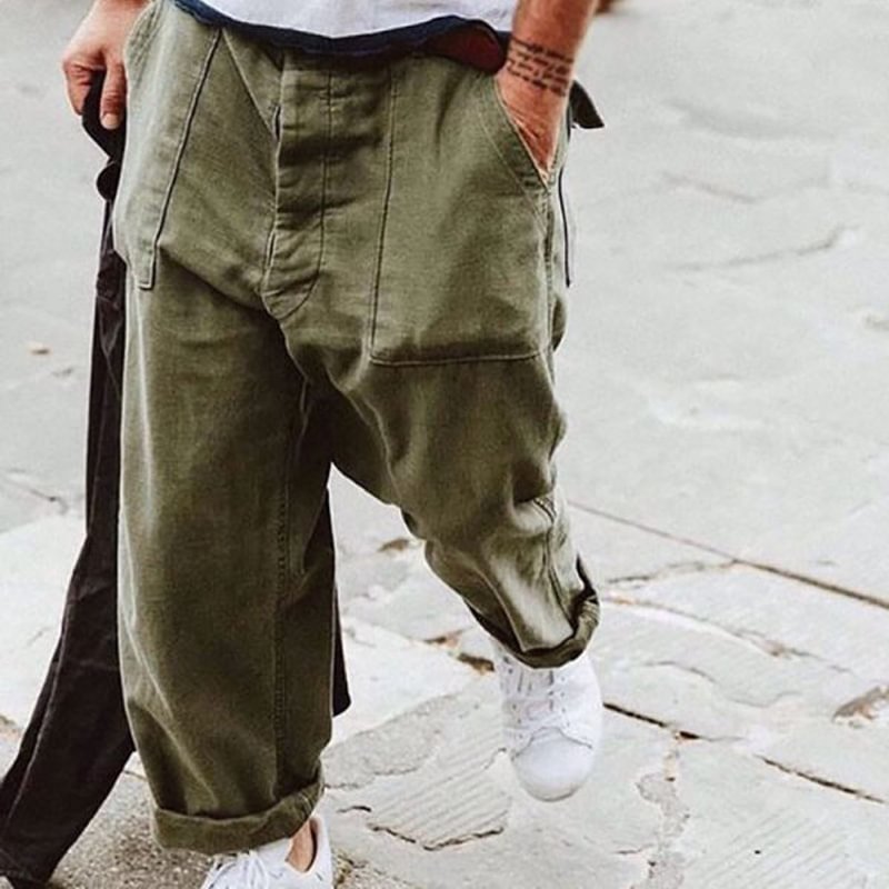 Casual Mens Solid Color Loose Trousers