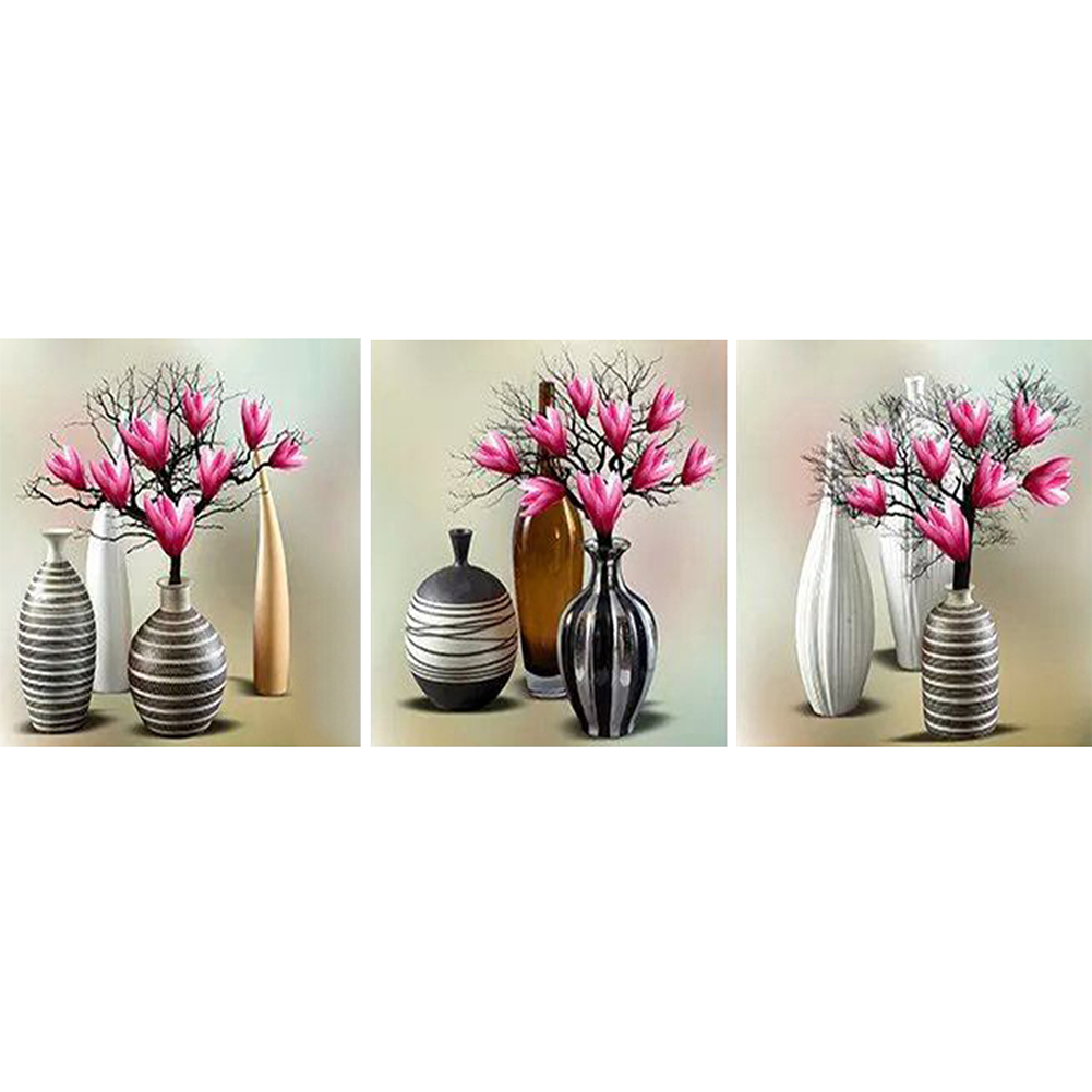 

90*40CM-Multi-picture Diamond Painting-3 Pannel Vase Tree, 501 Original