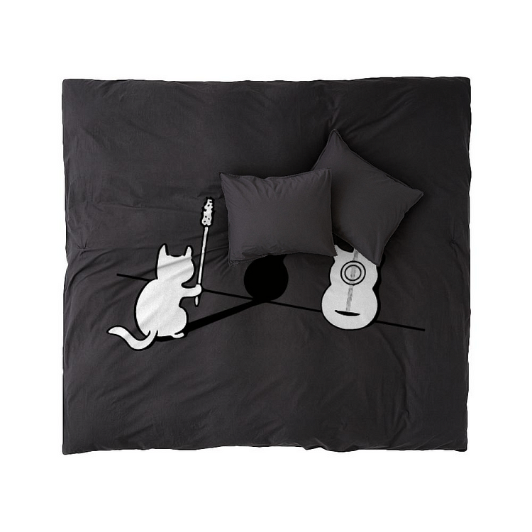 Cat Pretends To Be Electric Guitar, Cat Duvet Cover Set