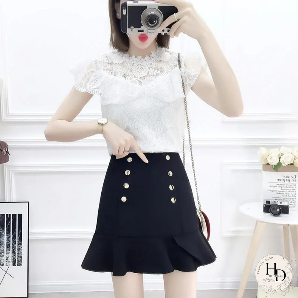 Sweet Lace Tee+Fishtail Skirt P15784