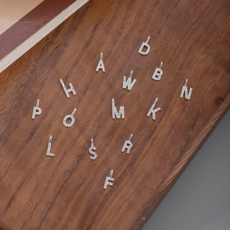 1 Piece 17.4mm 925 Sterling Silver Letter Pendant Chain Jewelry Accessories